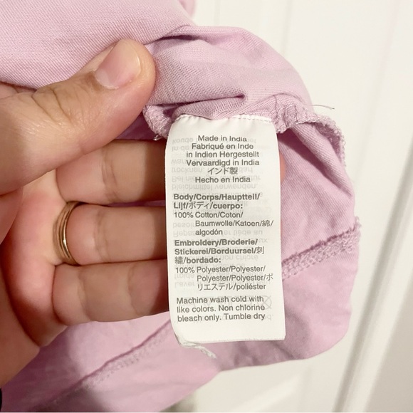 J. Crew Eyelet Top with Puff Sleeves Size Small Lilac Cotton Jersey Tee Pastel - Picture 5 of 6